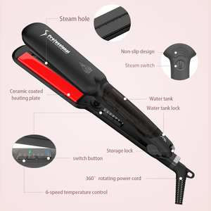 Plancha de Pelo Profesional de Vapor e Infrarrojos, Placas de Cerámica Anchas, Alisador y Rizador de Alta Calidad - Product Image 5