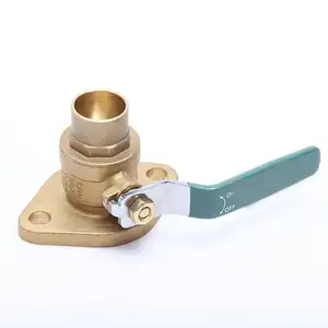 Flange Connector C37700 Material Brass Flange Fully Welded Ball Valve with Steel Handle 2 bolts and nuts