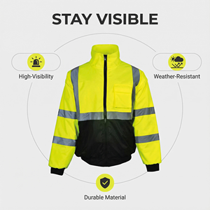 Giacca calda invernale riflettente impermeabile di sicurezza industriale Multi-tasca all'ingrosso a manica lunga - Product Image 1