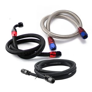 EPMAN 4AN Conduite de carburant AN4 en acier inoxydable tressé, tuyau d'huile en nylon CPE noir avec raccords d'extrémité de tuyau droits à 90 degrés - Product Image 1