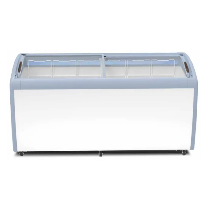 RI-460A porta in vetro curvato ghiacciaia vetrina refrigeratore prezzo di fabbrica Display a cassapanca congelatore profondo