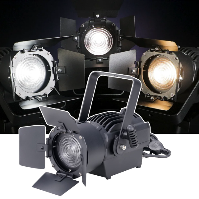 LED 60W Mini Zoom Fresnel Light CRI>95 Warm White Cold White 2In1 RGBW Manual Auto Zoom Led Fresnel Light for Theater Studio