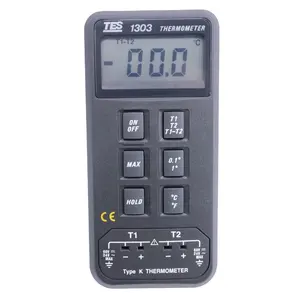 TES1303 Dual Input Digital Thermometer with K Type Thermocouple TES-1303 Temperature Tester