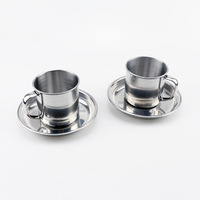Mini double fond en acier inoxydable camping poêle antiadhésive batterie de cuisine ensembles