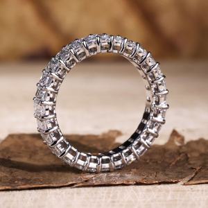 GIA鑑定済みCVD HPHTラボグロウン人工ダイヤモンド14金18金無垢ゴールドエタニティ結婚指輪ダイヤモンドエメラルドカット - Product Image 2