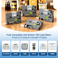 TZe231 pita Transfer termal 12mm, pita Label TZ Printer Label SENTUH hitam putih cocok dengan Untuk Brother p-touch