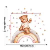 Autocollant de porte de chambre d'enfant ours en peluche dormant sur la lune et les étoiles Stickers muraux enfant Stickers muraux pour bébé pépinière chambre d'enfants