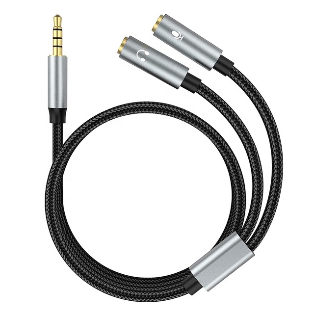 3.5MM Audio Aux Y Splitter Cable 1 Male to 2 Female Stereo Headphone Mic Adapter Gold Plated PVC Jacket for Mobile Phone Speaker