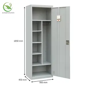 Xingyuan Wholesale Metal Wardrobe For Clothes Single Door Steel Wardrobe Closet Metal Wardrobe With Mirror