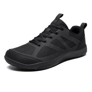 Men's Black Mesh Walking Shoes Lace-up Round Toe Breathable Rubber Outsole EVA Midsole All Seasons Casual Sneakers wholesale - Product Image 1