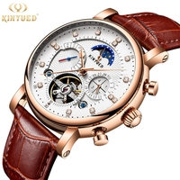 KINYUED J025 2026 Nouvelle montre mécanique automatique pour homme, bracelet en cuir, calendrier, date automatique, montres de luxe étanches pour homme