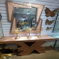 Table console miroir LED de luxe, design pliable et extensible, nouveau mobilier pour la salle à manger, le salon et le hall