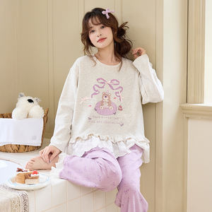 Set di indumenti da notte autunno e inverno in velluto tedesco <span class=keywords><strong>pigiama</strong></span> carino cartone animato da <span class=keywords><strong>donna</strong></span> dolce caldo Cashmere AB può indossare il <span class=keywords><strong>pigiama</strong></span> - Product Image 1
