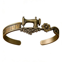 Daisy Jewelry Nouveau produit transfrontalier à succès, Ensemble bracelet manchette et bague en alliage à thème machine à coudre
