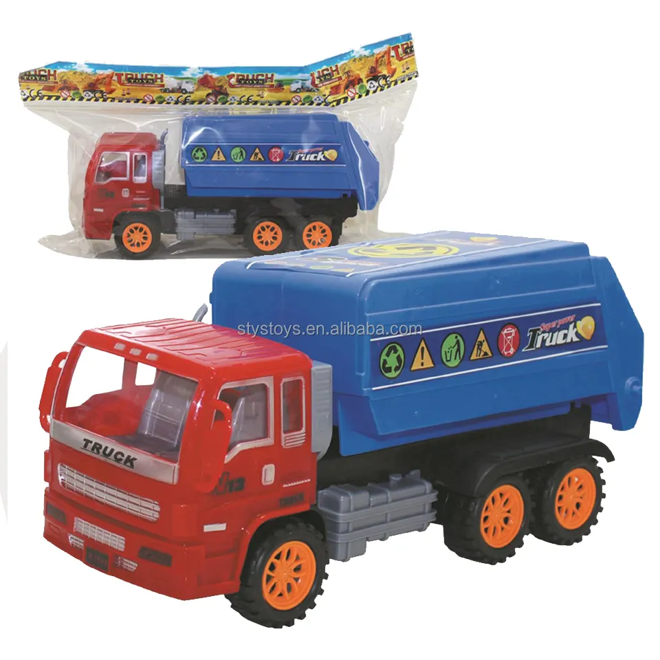 बड़े आकार के कचरा ट्रक खिलौने सरल ऑपरेशन प्लास्टिक स्वच्छता वाहन वर्गीकृत वाहन