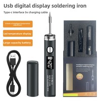 Kit de fer à souder sans fil USB réglable avec batterie, affichage numérique de la température, contrôle de la température, ensemble de 3 embouts, poignée en caoutchouc