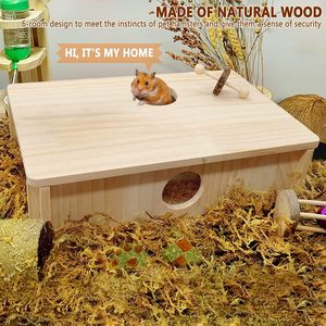 Escondite para Hámster de Doble Capa, Laberinto de Madera para Hámster Enano, Túnel con Múltiples Cámaras, Decoración para Hábitat - Product Image 2