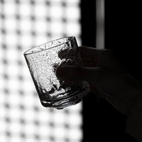 Mini vaso de cristal craquelado con patrón esmerilado de hielo de estilo antiguo personalizado para copas de chupito de vino y café de té