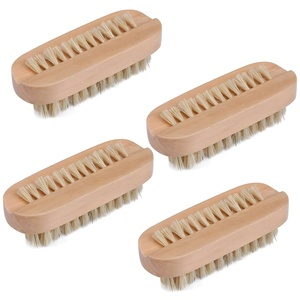 Brosse de nettoyage pour ongles en bois personnalisée, double face, en poils de sanglier, pour le nettoyage et l'élimination de la poussière des ongles, vente en gros - Product Image 1