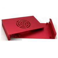 Carcasa de Aluminio Anodizado Rojo Brillante Extruido con Recorte para Ventilador, para Módulo Amplificador de Audio, Carcasa Protectora