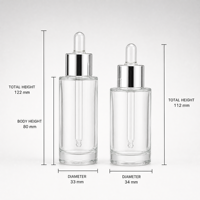 Flacon compte-gouttes rond en verre transparent en gros, avec bouchon compte-gouttes en caoutchouc, récipient portable pour échantillons liquides, expédition rapide dans le monde entier