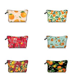 Fashionable Fruit Orange Series Cosmetic Bag Handheld Zipper Portable Travel Wash <b>Storage</b> Made Polyester <b>Makeup</b>,Dumpling Carrier - Product Image 1