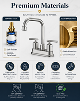 Robinet de lavabo cascade en laiton massif certifié CUPC, 3 trous, double poignée, pour salle de bain