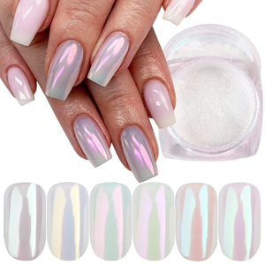 Juego de 2/6/7 piezas de polvo de perlas para decoración de uñas, efecto espejo, pigmento brillante cromado, gel de uñas con brillo, polvo de uñas Aurora <span class=keywords><strong>Moonlight</strong></span> - Product Image 5