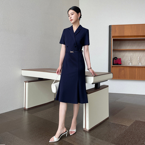 Robe moulante professionnelle vintage pour femme enceinte, à manches courtes, double boutonnage, coupe <span class=keywords><strong>trompette</strong></span>/sirène, idéale pour l'été et les trajets quotidiens - Product Image 1