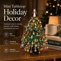Kit DIY Arbre de Noël Artificiel Perlé – Perles en Plastique, Décoration Angélique, Style Festif, Pièce Prête à Poser Faite à la Main pour Table de Fêtes