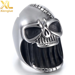Non Tarnish Punk Mens Skull Shape <b>Stainless</b> <b>Steel</b> Band Beer Bottle Opener <b>Ring</b> - Product Image 1