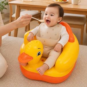 Asiento de Baño Inflable Impermeable para Bebés con Forma de Pato, con Orificios de Drenaje, Soporte Portátil para Uso en el Inodoro - Product Image 2