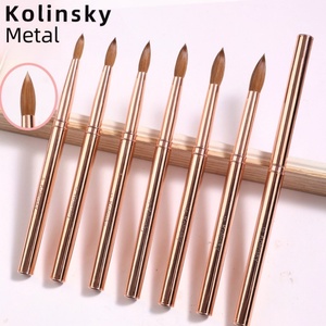 Hot-selling Factory Customization Nail <b>Brush</b> for Acrylic Kolinsky 100% 16 Hair Rose Gold Handle Soft Beauty Tool - Product Image 1