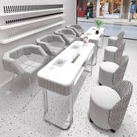 Table de manucure double moderne et luxueuse pour salon de manucure professionnel, idéale pour les ongles en gel