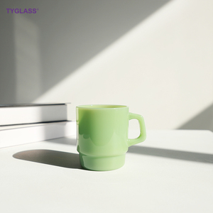 Hoogwaardige 350ML glazen beker met grote inhoud voor café, stapelbaar, voor koffie, thee, melk, glazen mokken, aangepaste opdruk - Product Image 2