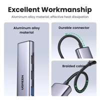 UGREEN CM478 Revodok 105, Adaptador Multipuerto USB C 5 en 1, HDMI 4K, Tipo C 3.1 a HDMI 4K, SD, TF, PD 100W, para Macbook, iPad