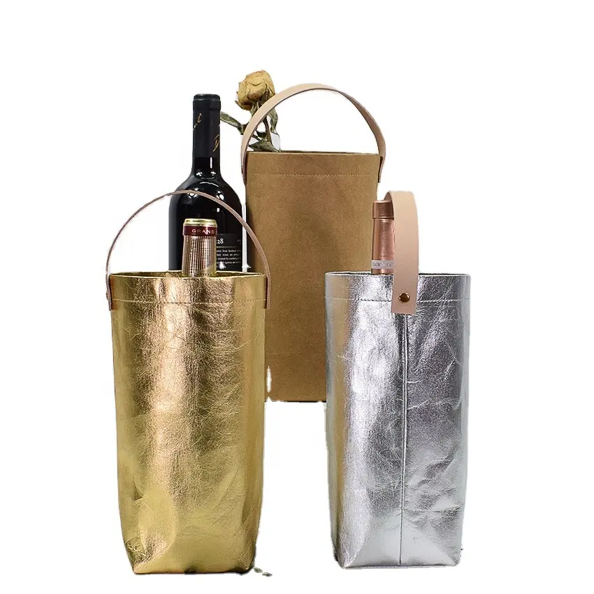 Моющаяся Водонепроницаемая Одиночная сумочка из крафт-бумаги, Высококачественная сумка-тоут для бутылок красного вина в подарок, креативный пакет