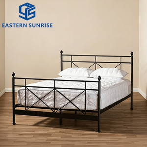 <span class=keywords><strong>Lit</strong></span> de chambre à coucher de style contemporain de qualité supérieure, <span class=keywords><strong>lit</strong></span> <span class=keywords><strong>double</strong></span> minimaliste avec cadre en métal et en bois très stable pour enfants et adultes - Product Image 1