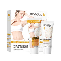 BIOAQUA Set Penghilang Bulu Berbahan Baku Beras, Krim Penghilang Bulu Lembut Melembapkan dan Gel Penenang untuk Tubuh, Ketiak, Kaki, Kulit Halus