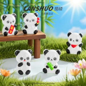 Lanshuo <b>Panda</b> Statue Resin Glow In Dark Cartoon Figure Toy Decor For Desk Car Unisex <b>Gift</b> - Product Image 4