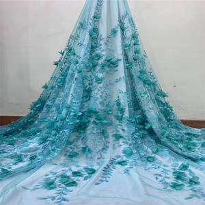 Robe de soirée en dentelle multicolore, motif floral, 3d, à la mode, pour banquet, broderie, tissu - Product Image 5