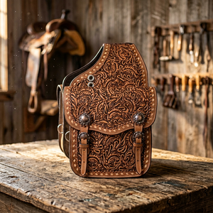 Sac de selle vintage en cuir véritable, qualité supérieure, fait main, pliable, pour l'équitation, multifonctionnel - Product Image 3