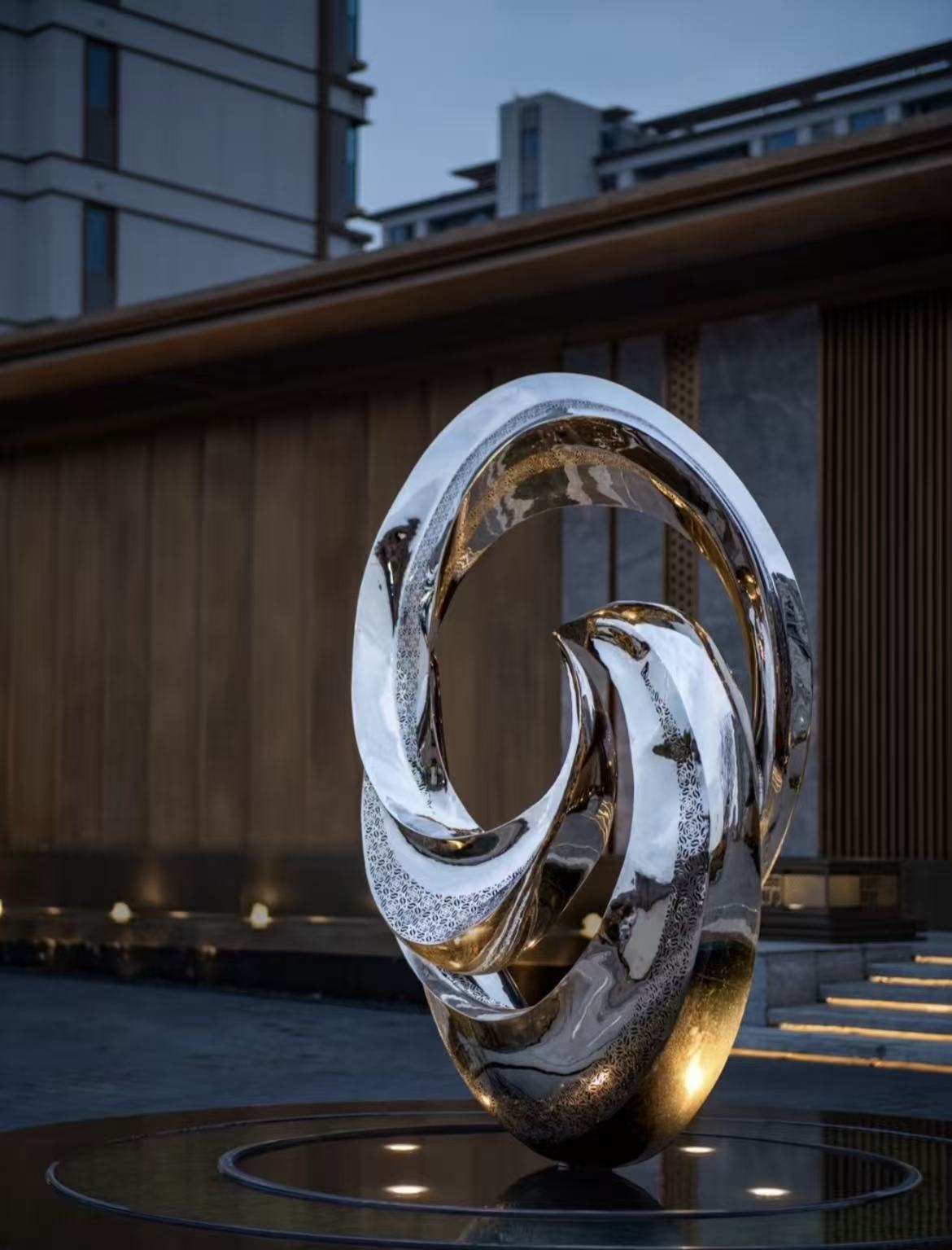 Stainless steel water feature sculpture