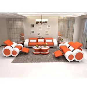 Furnitur Sofa Desain Modern Set Kursi Sofa Ruang Tamu Warna Oranye