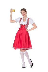 Vestido Dirndl Bávaro para Mujer, Disfraz de Chica de la Cerveza para Oktoberfest, Traje para Fiesta de Halloween, Poliéster - Product Image 2