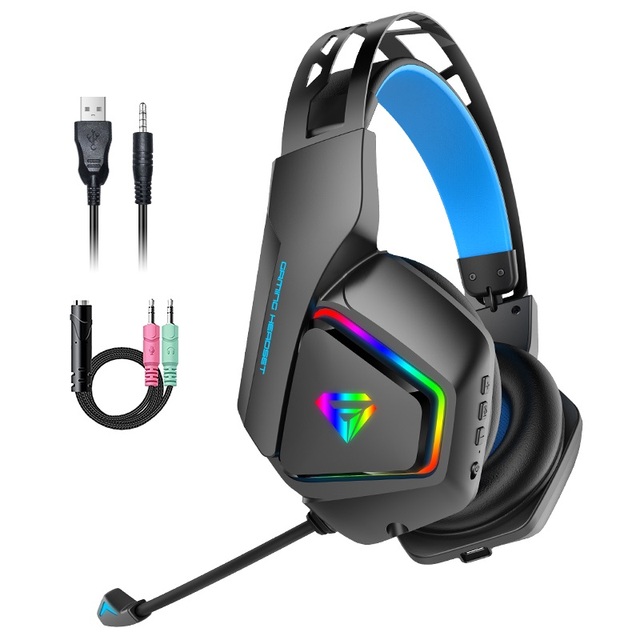 Gamer Wired Rgb Over Ear Headband Anc Boys Noise Cancel Cable Aux Usb Pc Game Headphone PS Gaming Headset With Microphone