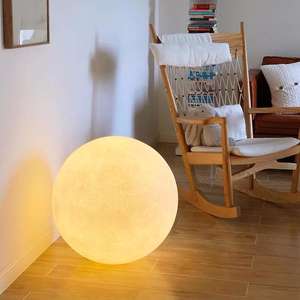 Luminária de Chão LED Minimalista Decoração de Casa Sala de Estar Quintal Lâmpada Lua 3D Luz de Canto com Pedestal - Product Image 6