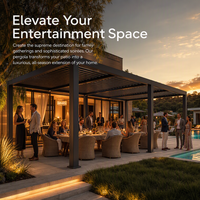 Pergola motorisée extérieure en aluminium à lames orientables avec éclairage LED, revêtement poudré, abri écologique pour jardin, balcon, pavillon