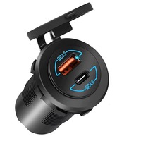 Pour voiture, bateau, moto, camion, chargeur 12V 18W USB Type-C & USB-A à charge rapide QC4.0 PD3.0, protection IP65, certifié CE