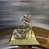 Sandales à talons aiguilles papillon en cristal brillant, chaussures de créateur, talons hauts de luxe pour soirées et banquets